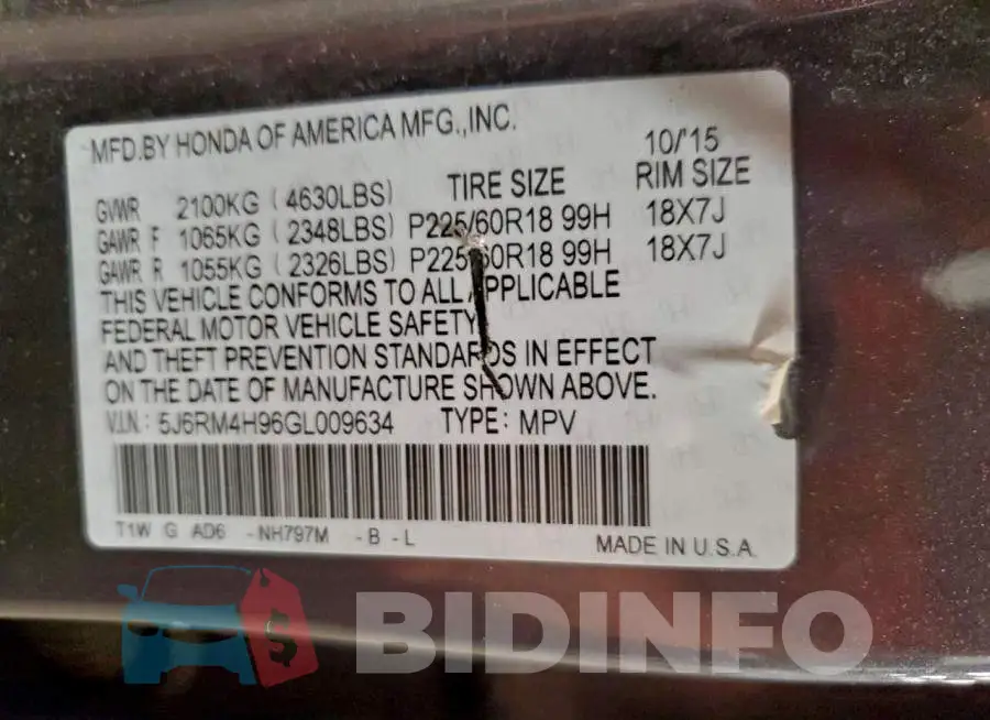 5J6RM4H96GL009634 Photo# 14