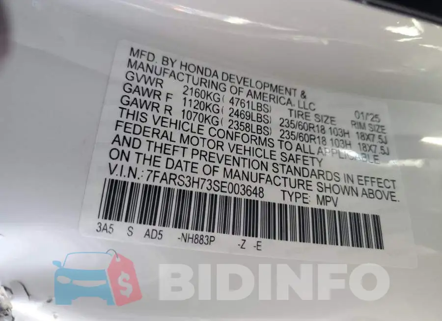 7FARS3H73SE003648 Photo# 13