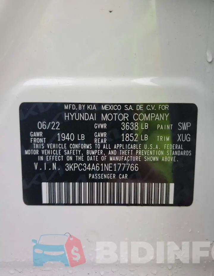 3KPC34A61NE177766 Photo# 12