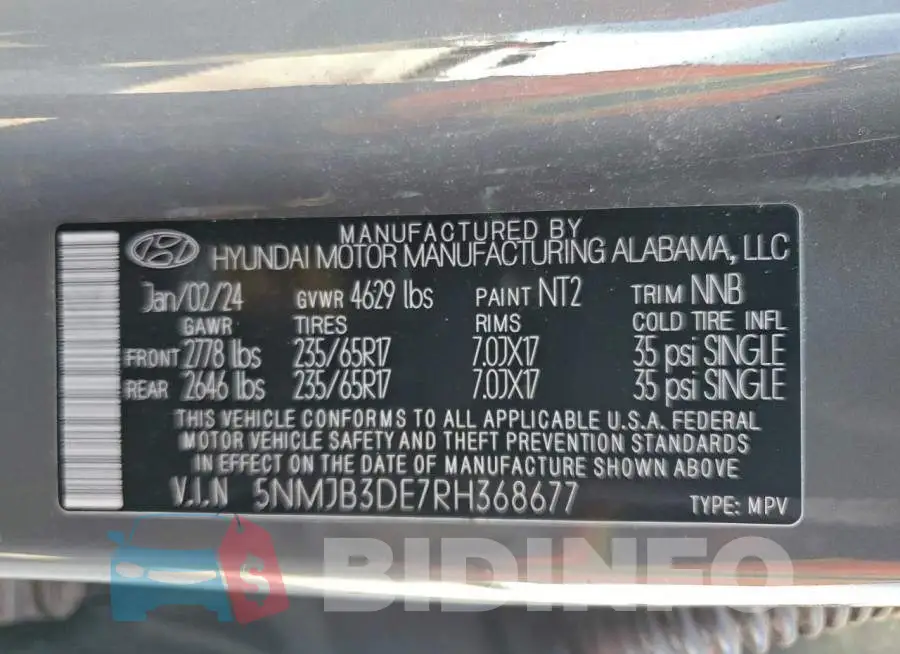 5NMJB3DE7RH368677 Photo# 13
