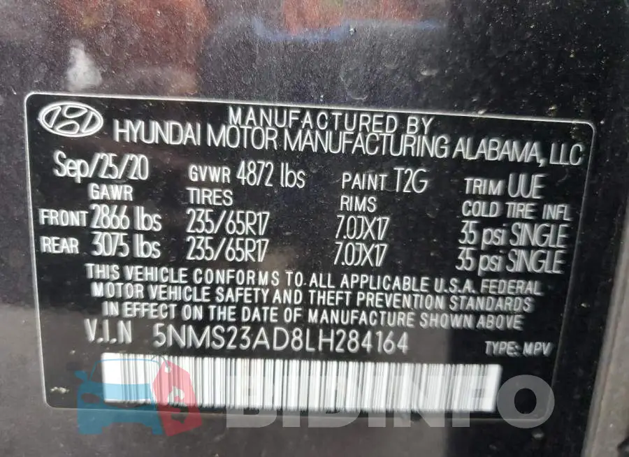 5NMS23AD8LH284164 Photo# 14