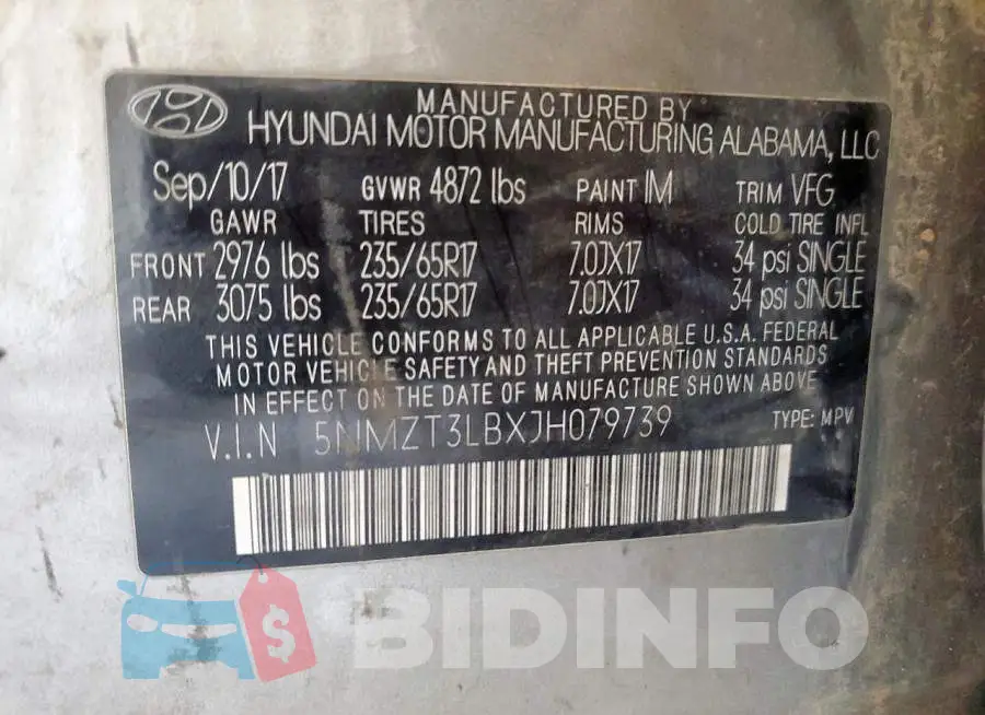 5NMZT3LBXJH079739 Photo# 13