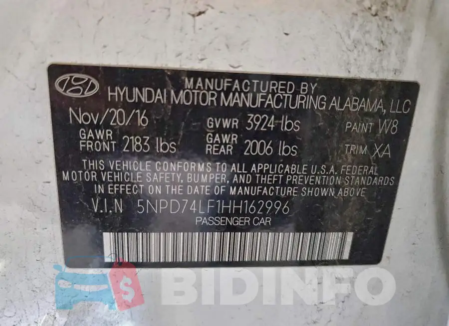 5NPD74LF1HH162996 Photo# 12