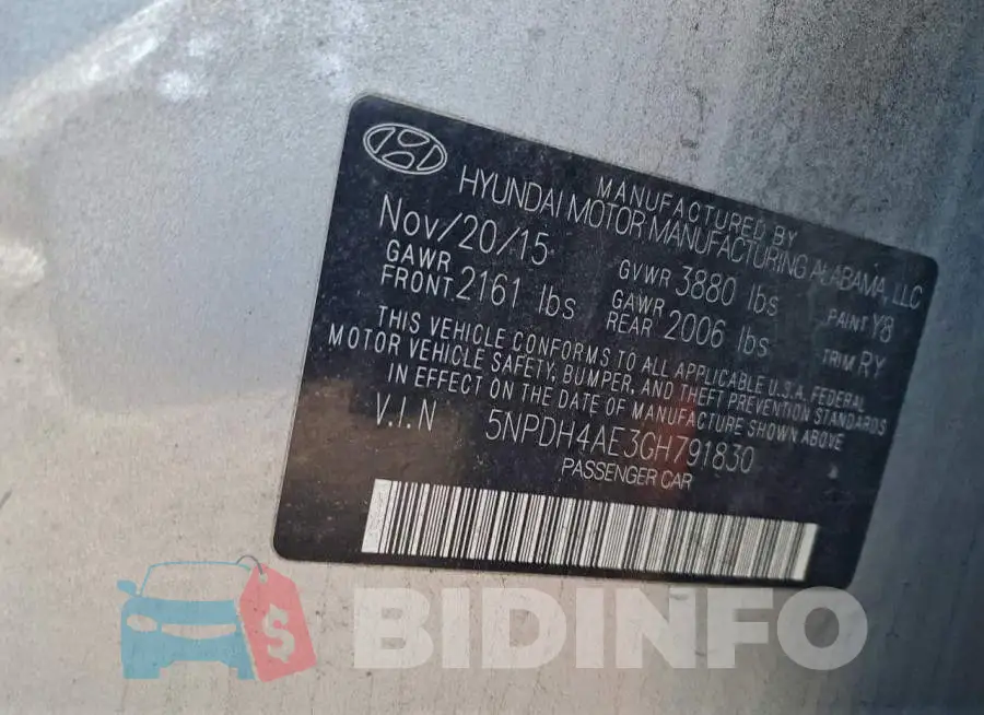 5NPDH4AE3GH791830 Photo# 12