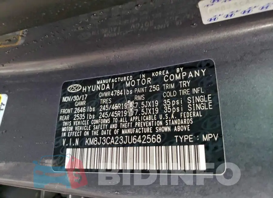 KM8J3CA23JU642568 Photo# 13