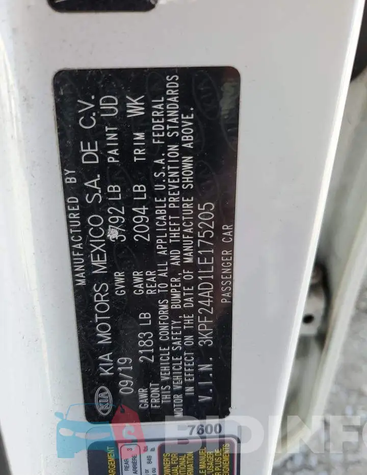 3KPF24AD1LE175205 Photo# 12