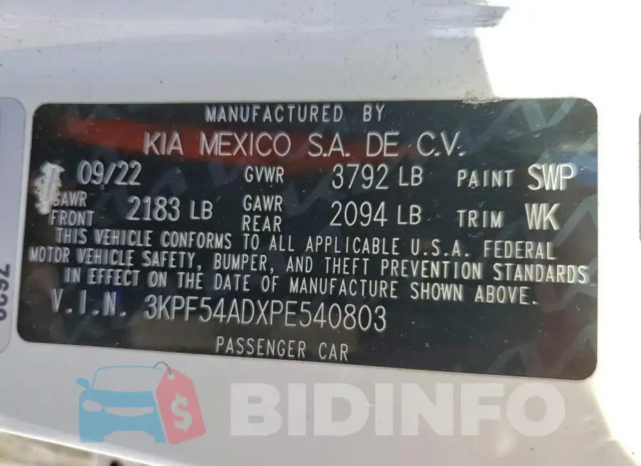 3KPF54ADXPE540803 Photo# 12