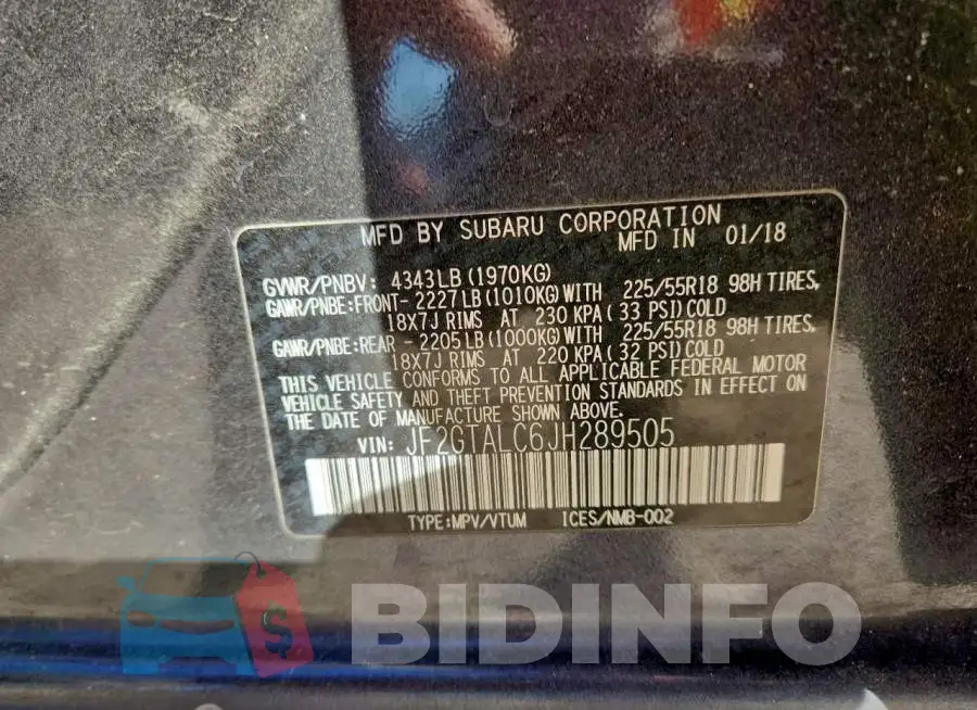 JF2GTALC6JH289505 Photo# 14