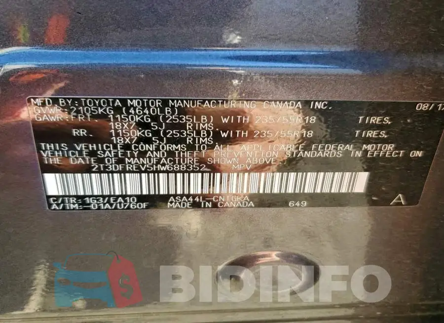 2T3DFREV5HW688352 Photo# 13