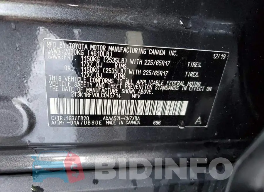 2T3K1RFV0LC045714 Photo# 12