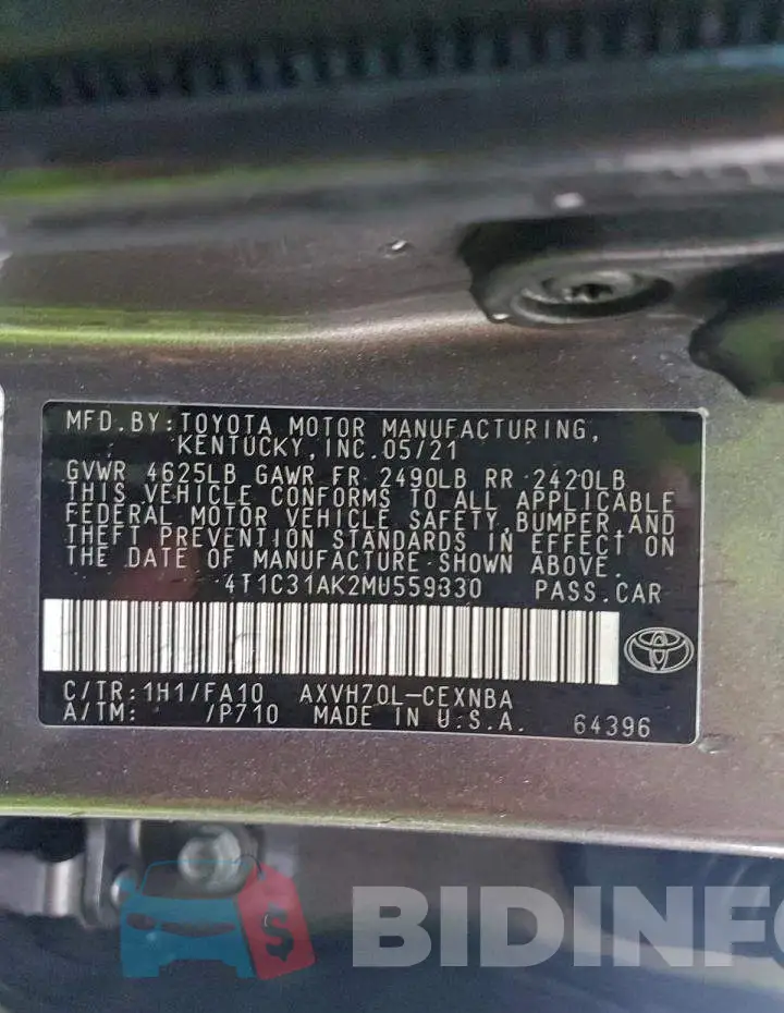4T1C31AK2MU559330 Photo# 13