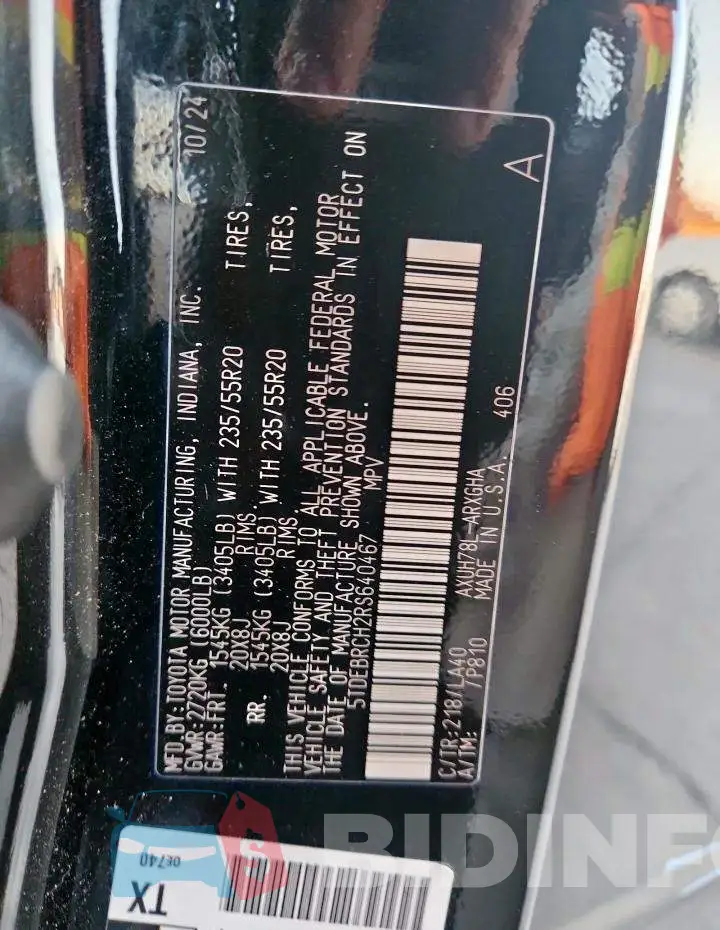 5TDEBRCH2RS640467 Photo# 13