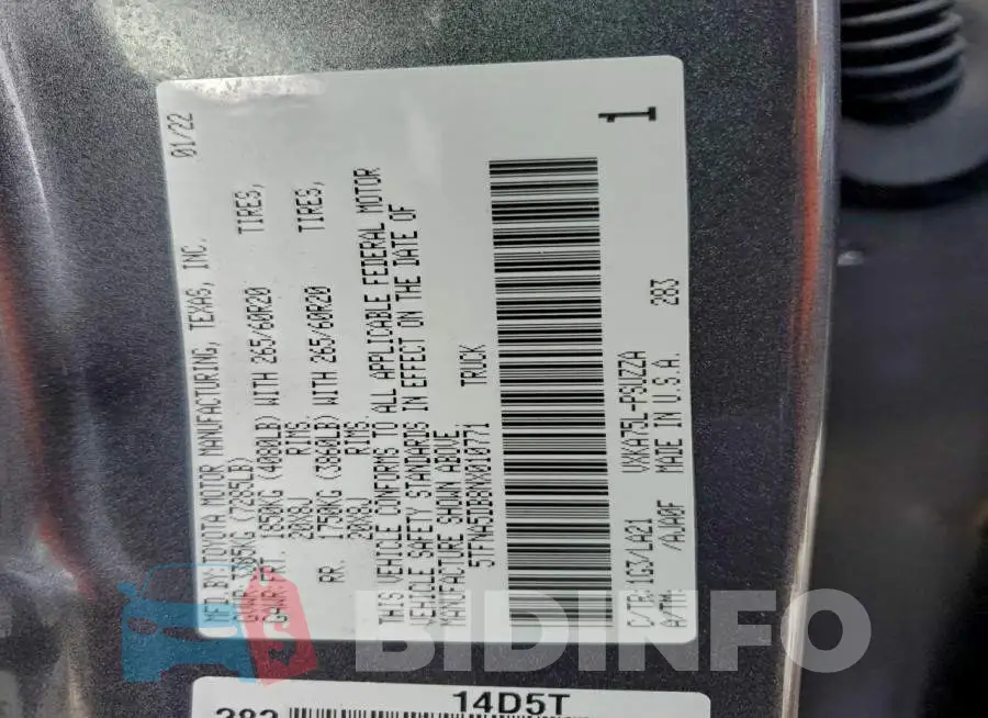 5TFNA5DB8NX010771 Photo# 13