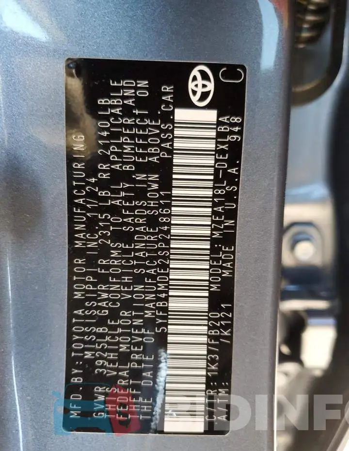 5YFB4MDE2SP248611 Photo# 13