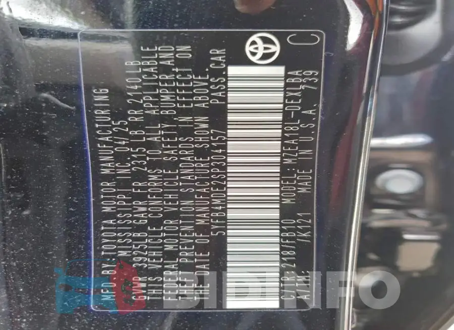 5YFB4MDE2SP304157 Photo# 12
