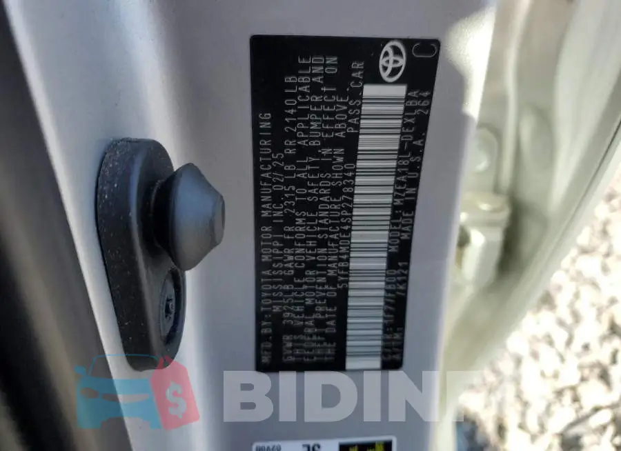 5YFB4MDE4SP278340 Photo# 13