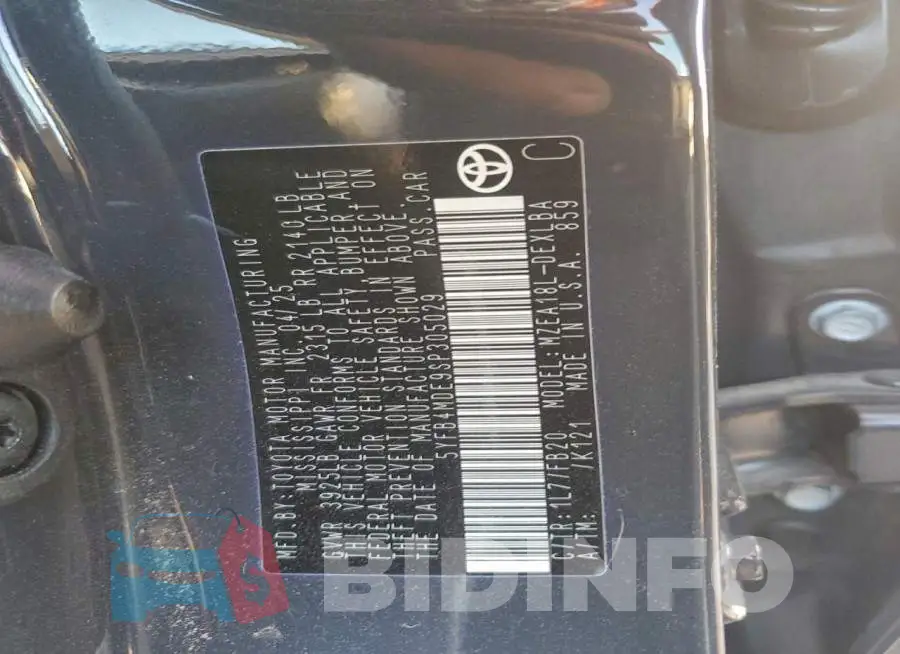 5YFB4MDE9SP305029 Photo# 13