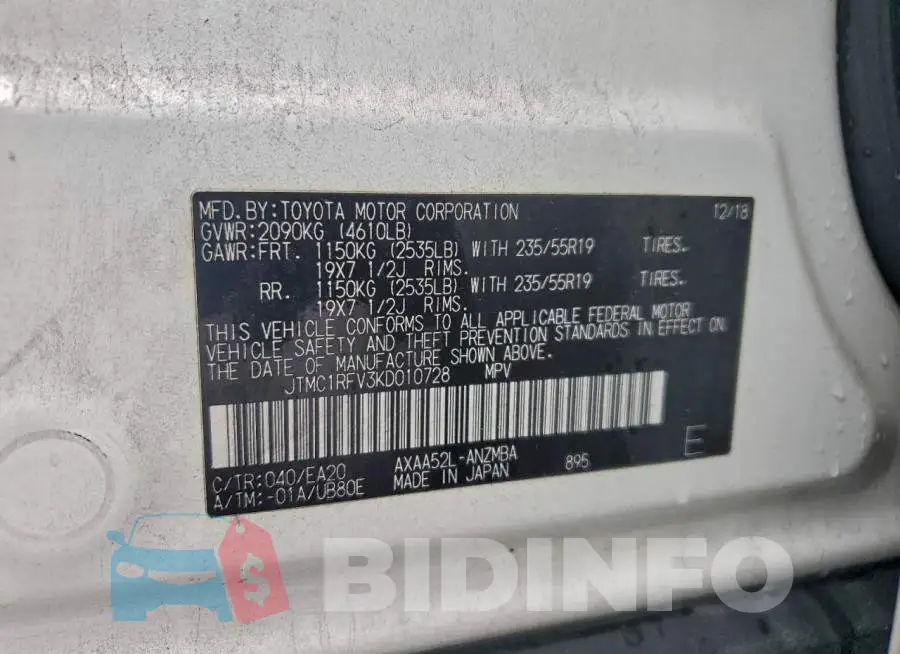 JTMC1RFV3KD010728 Photo# 13