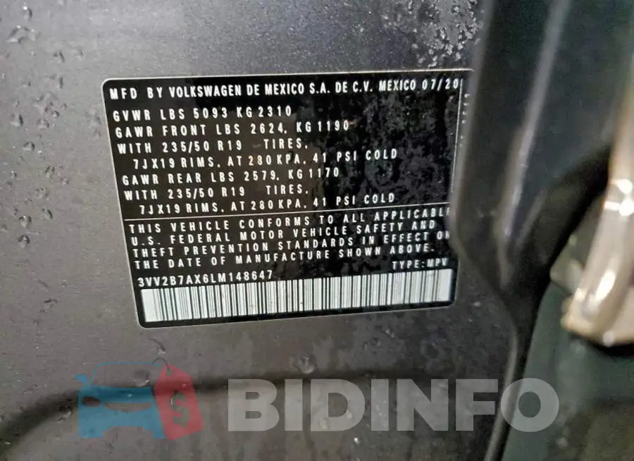 3VV2B7AX6LM148647 Photo# 13