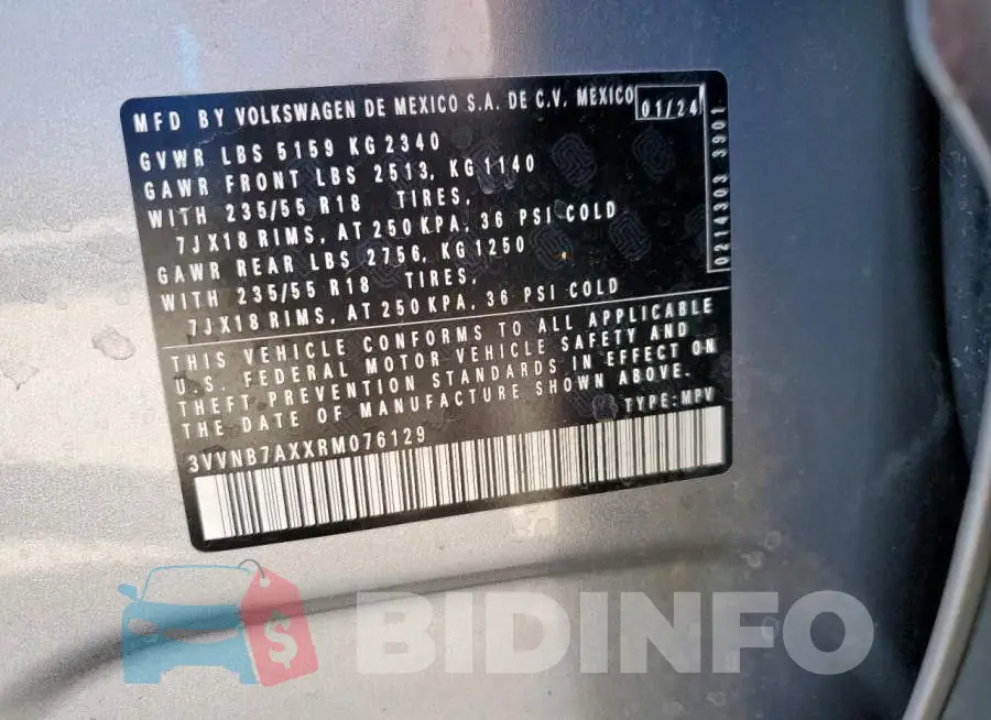 3VVNB7AXXRM076129 Photo# 13