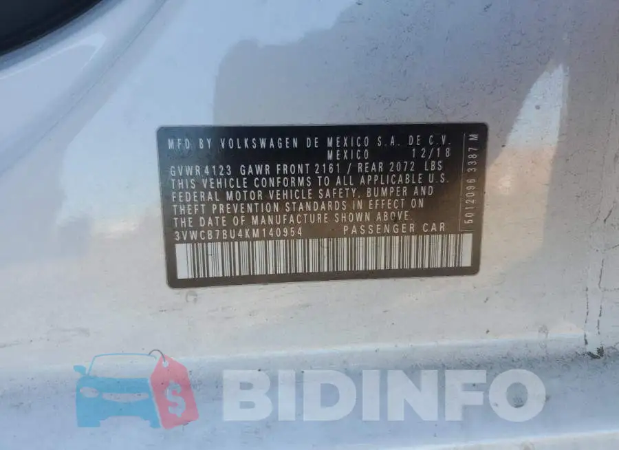 3VWCB7BU4KM140954 Photo# 12