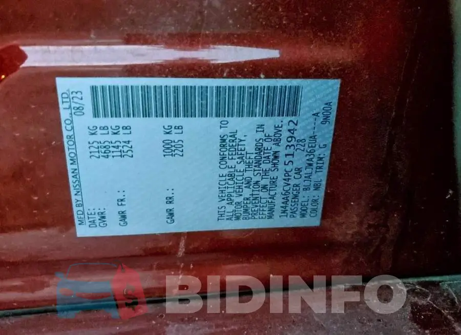 1N4AA6CV4PC513942 Photo# 12