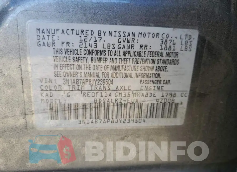 3N1AB7AP8JY239504 Photo# 12