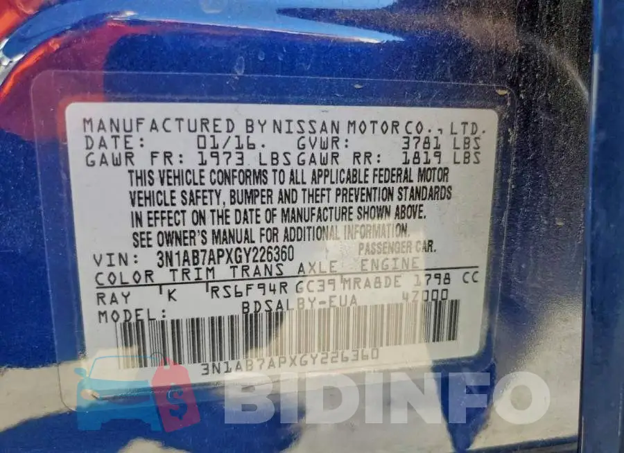 3N1AB7APXGY226360 Photo# 13