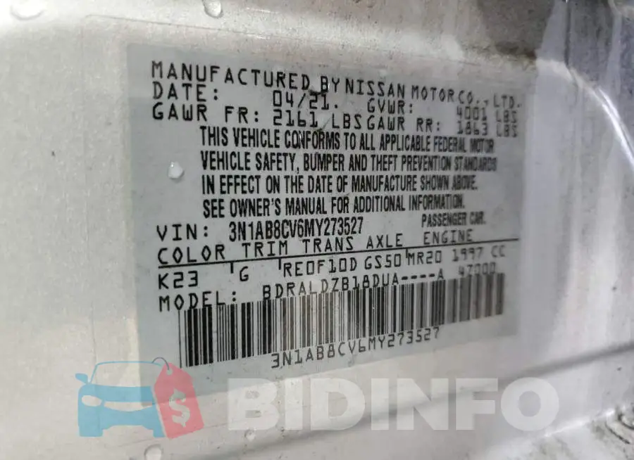 3N1AB8CV6MY273527 Photo# 12