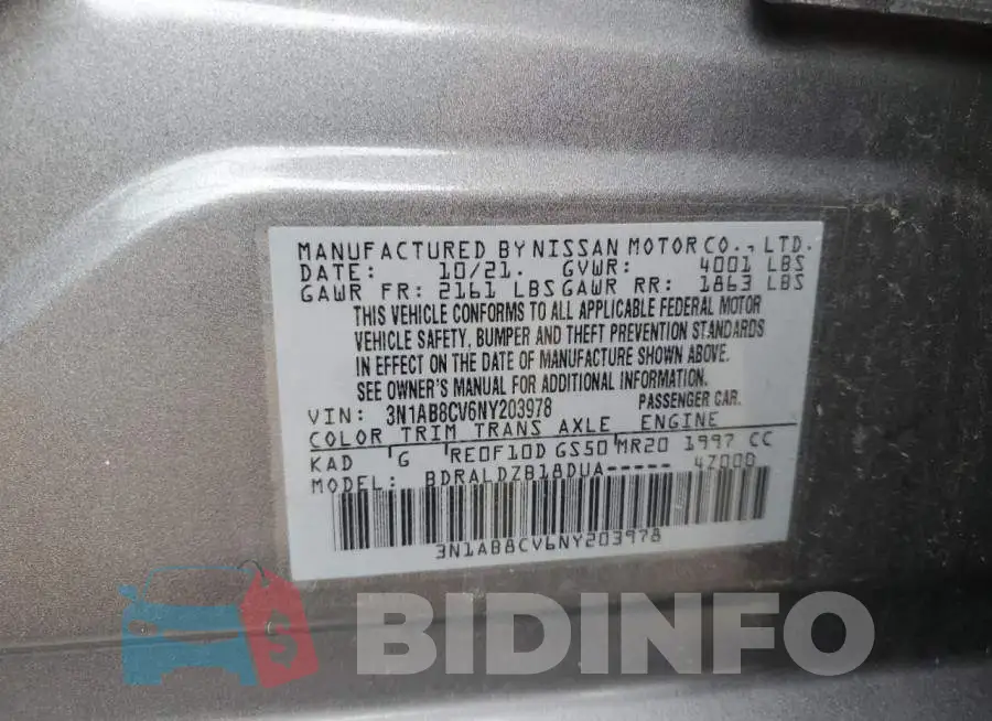 3N1AB8CV6NY203978 Photo# 12