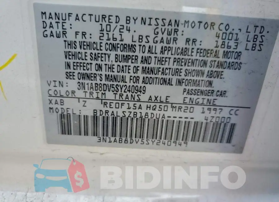 3N1AB8DV5SY240949 Photo# 12
