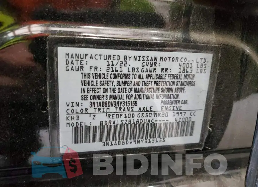 3N1AB8DV9NY315155 Photo# 12