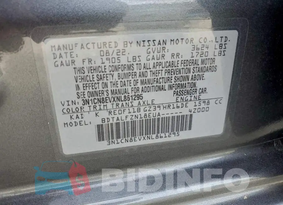 3N1CN8EVXNL861295 Photo# 12
