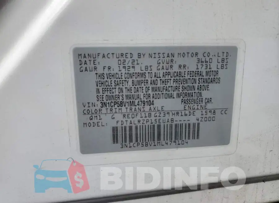 3N1CP5BV1ML479104 Photo# 13