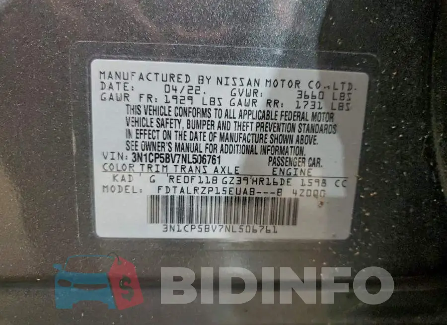 3N1CP5BV7NL506761 Photo# 14