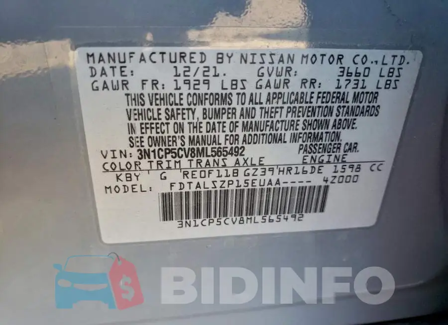 3N1CP5CV8ML565492 Photo# 14
