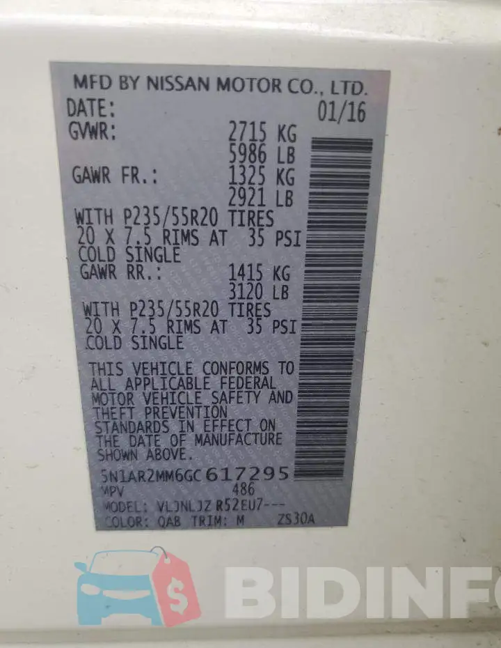 5N1AR2MM6GC617295 Photo# 13