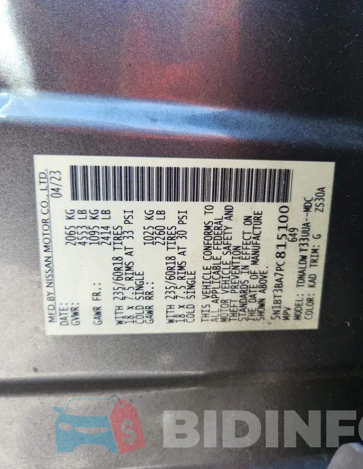 5N1BT3BA7PC815100 Photo# 12