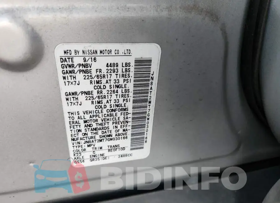 JN8AT2MT7GW030166 Photo# 12