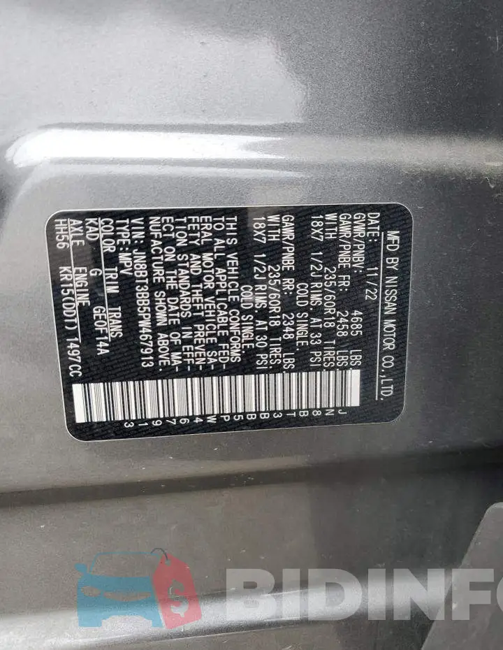 JN8BT3BB5PW467913 Photo# 13