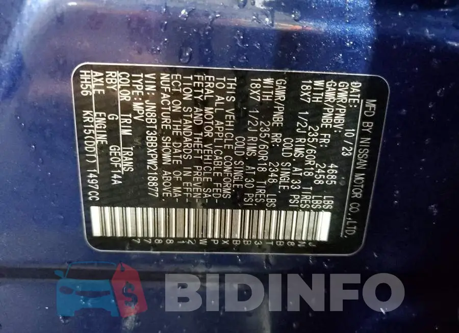 JN8BT3BBXPW218877 Photo# 13
