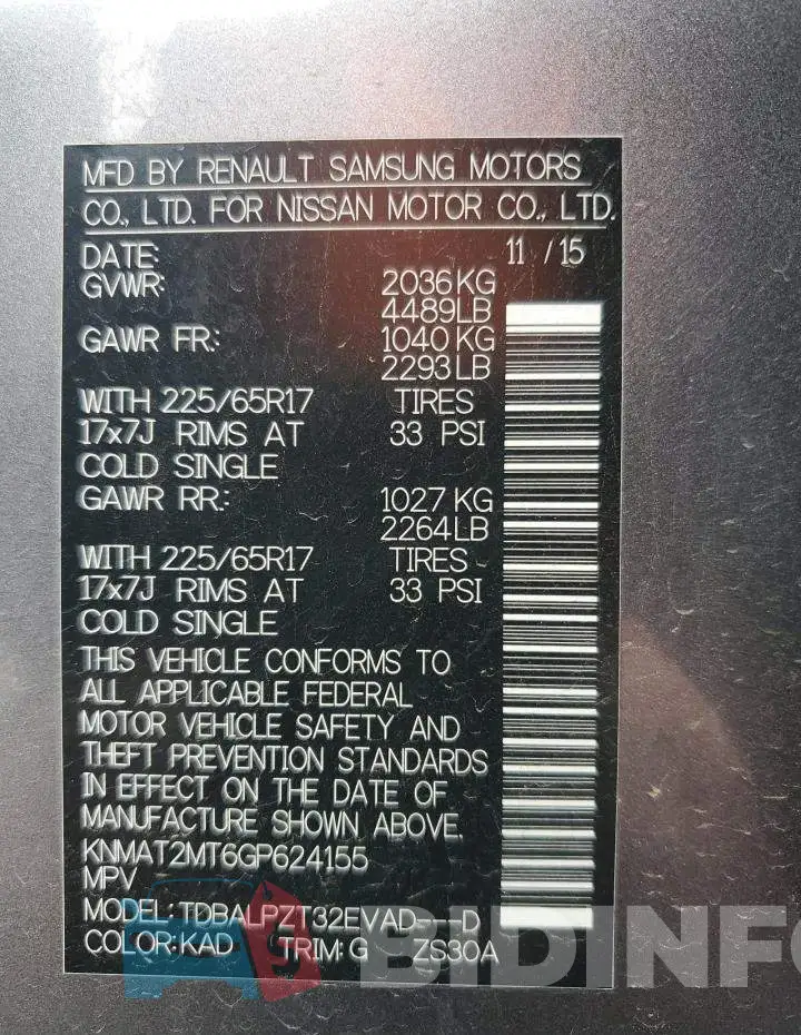 KNMAT2MT6GP624155 Photo# 13