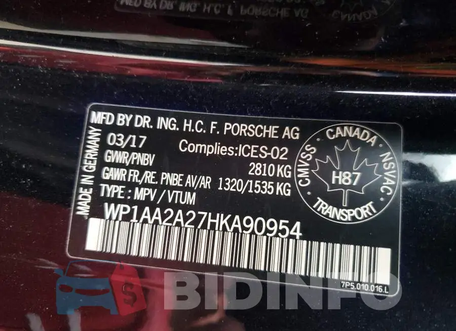 WP1AA2A27HKA90954 Photo# 14