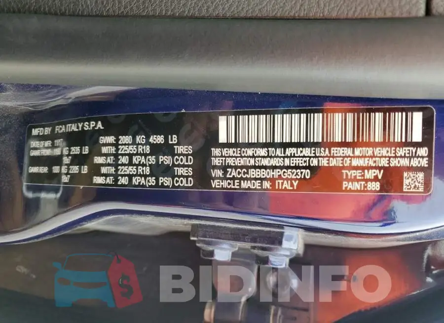 ZACCJBBB0HPG52370 Photo# 14