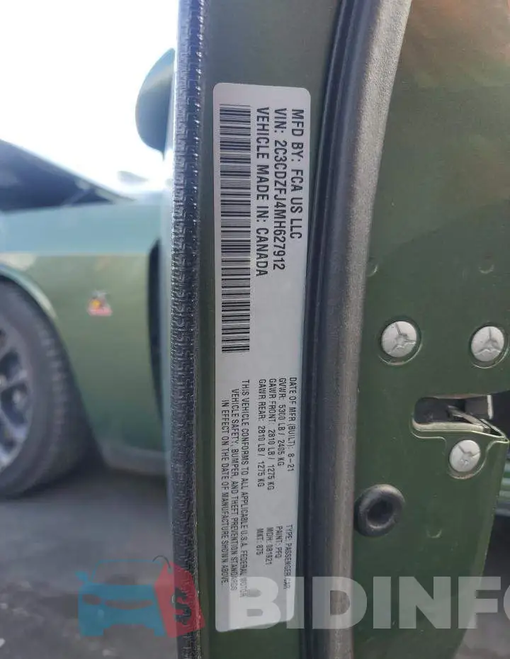 2C3CDZFJ4MH627912 Photo# 12