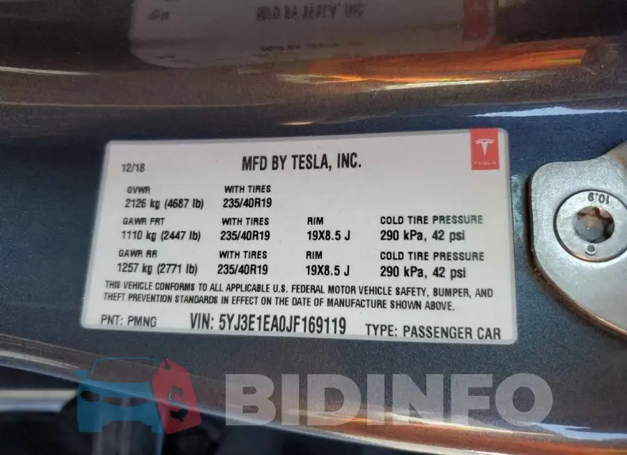 5YJ3E1EA0JF169119 Photo# 12