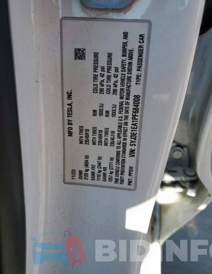 5YJ3E1EA1PF684008 Photo# 12