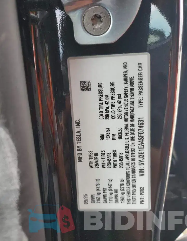 5YJ3E1EA4SF074631 Photo# 12