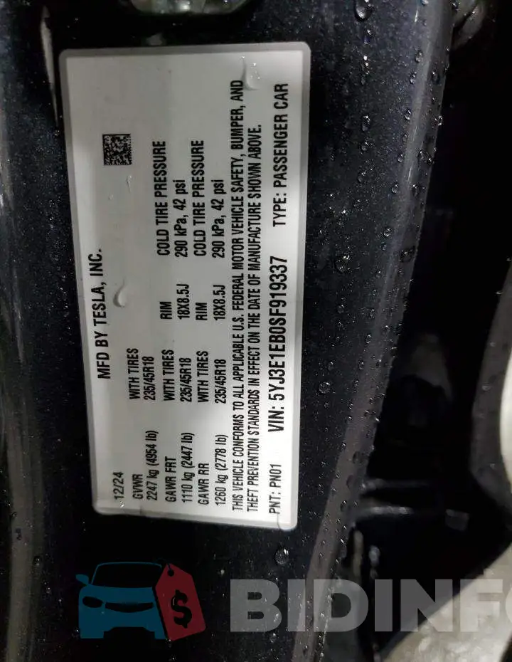 5YJ3E1EB0SF919337 Photo# 13