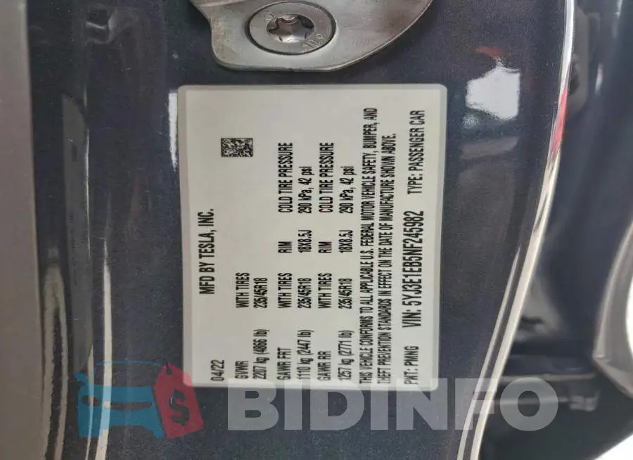 5YJ3E1EB5NF245982 Photo# 12